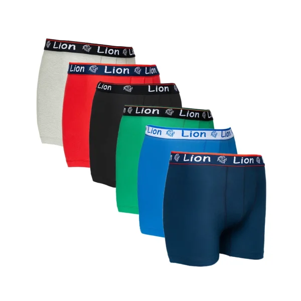 Lot de 6 Boxers B100 en Cotton Marine rouge vert bleu gris noir